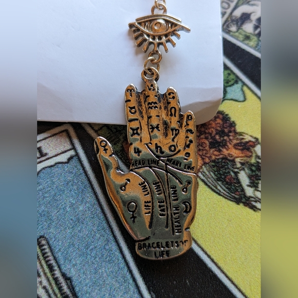 NEW Palm Reading dangle earrings - Picture 3 of 4
